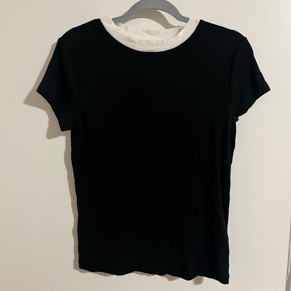 A New Day Ribbed short sleeve black tee Large